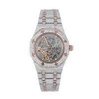Jam Tangan Moissanite Mewah Laris Manis, Jam Tangan Hip Hop untuk Pria, Jam Tangan Stainless Steel Bust Down dengan Harga Pabrik