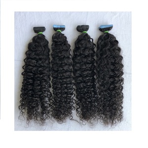 Top Premium 100% Raw Remy Virgin Cambodgien Indian Hair Extensions 24 ''Kinky Curly Tape Fournisseur Indien Exportation En Gros - Product Image 1