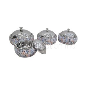 Pot chaud de serveur de casseroles d'acier inoxydable de double paroi de finition de noix de forme ronde de vente chaude - Product Image 3