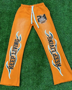 กางเกงวอร์มขาบานเข้ารูปใส่ได้ทั้งชายและหญิงกางเกงคาร์โก้ระบายอากาศสีทึบกางเกงเอวขนแกะ - Product Image 4