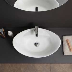 อ่างล้างหน้าเซรามิกสีขาวทรงวงรี - Product Image 3