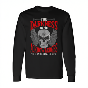 Camiseta de manga larga con estampado de calavera gótica The Darkness In Me Acknowledge The Darkness Goth Skull Art - Product Image 3