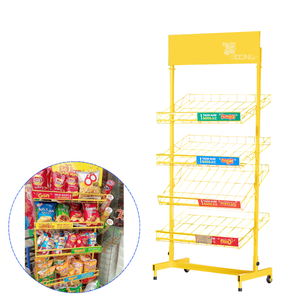 Estante de supermercado de 4 niveles de un solo lado ADONG Soporte de exhibición de aperitivos de metal personalizable OEM/ODM para almacenamiento de productos - Product Image 1