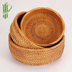 100% cestas de mimbre redondas de pan de fruta tejidas hechas a mano naturales Almacenamiento de ratán para uso en la cocina cesta de almacenamiento de alimentos y verduras - Product Image 5