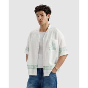 Chemise décontractée à effet froissé 100% coton, tissu popeline anti-rides - Product Image 4