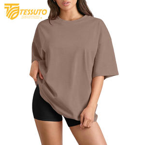 Peso pesado Impresión personalizada Logo Bordado Diamantes Camiseta de gran tamaño Alta calidad Tallas grandes Moda Mujer 100% Algodón - Product Image 2