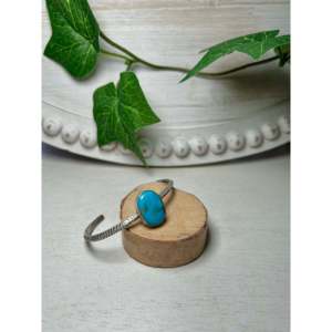 Navajo Handmade Kingman Turquoise & Sterling <b>Silver</b> <b>Cuff</b> <b>Bracelet</b> Cultural Collectible Jewelry - Product Image 2