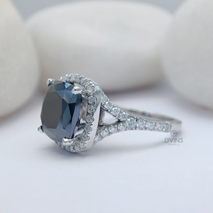Anillo de compromiso de moissanita de oro sólido de 10K de diseño personalizado de lujo con diamantes completos para fiestas y regalos - Product Image 2