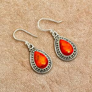 Cornaline Spinner fait à la main filles boucles d'oreilles 925 solide en argent Sterling pierres précieuses Spinner boucles d'oreilles femmes balancent bijoux en argent - Product Image 3