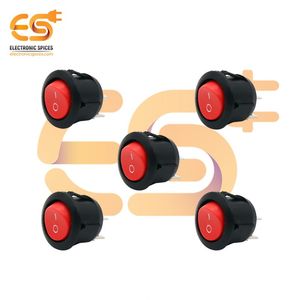 KCD1 T125 6A 250V AC Interruptor basculante de plástico redondo pequeño rojo 2 pines SPST - Product Image 5