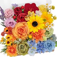XQTINGE TIME Fleurs artificielles en soie : Pivoines, Chrysanthèmes bulbeux, Marguerites, Hortensias, Tournesols, Violets, Dahlias, Narcisses, Epiphyllum