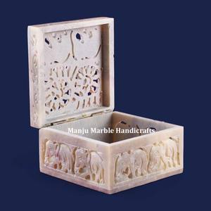 Caja tallada de esteatita hecha a mano con diseño de pieza natural, producto de alta calidad, trabajo hecho a mano de Jali para decoración del hogar, artículos de regalo - Product Image 2