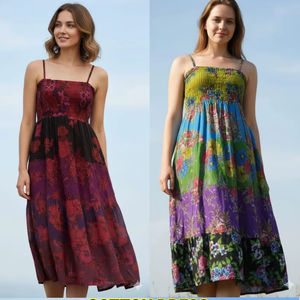 Vestido Largo Informal de Algodón con Estampado Floral y Cierre de Cremallera, Diseño Más Reciente de 2026, Estilo Tradicional para Damas - Product Image 1