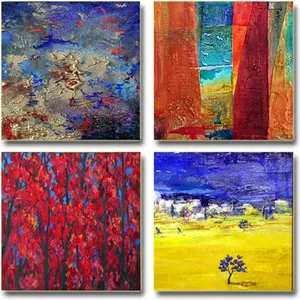 Mural de acento artístico de 4 azulejos de estilo francés, acabado brillante/mate, salpicadero de cerámica para baño, sala de estar para función de ladrillo refractario Interior - Product Image 1