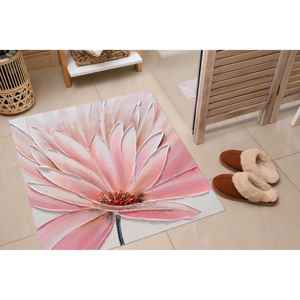 Tapis imprimé de fleurs roses : Tapis de salon moderne de luxe en chenille à motifs floraux, avec poils doux - Product Image 5