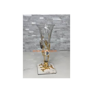 แจกันดอกไม้ทรงสูงฐานสีทองดีไซน์แบบหรูหราแจกันตกแต่งแฟนซีใหม่ - Product Image 1