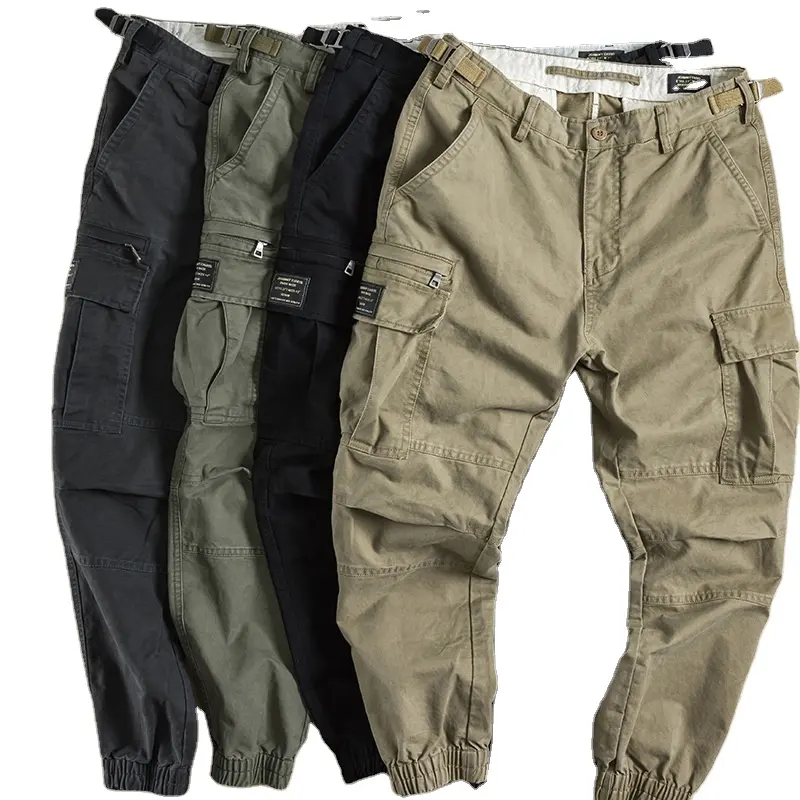 Free sample New Fashion Men Multi-pocket Hip Hop Pants Trousers Streetwear Sweatpants Male Casual Cargo Pants Men