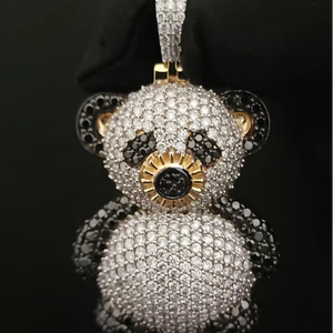 Collar de Plata con Colgante de Oso de Peluche con Diamantes de Imitación VVS, Estilo Hip Hop - Product Image 1