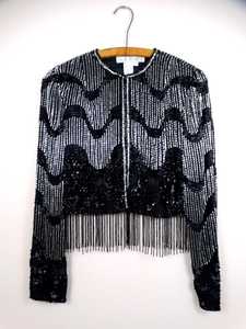 Veste en polyester à perles, robe fourreau pour femmes, soirée de scène, cocktail, club, bal, grande taille, ornée de paillettes miroir, de perles - Product Image 3