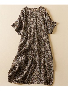 Robe d'été vintage à fleurs, grande taille, décontractée, ample, pour femmes, en coton et en lin - Product Image 4