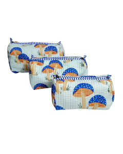 Pochette à maquillage en coton écologique matelassée avec fermeture éclair |   Motif de fruits réutilisable pour pochette de voyage - Product Image 1