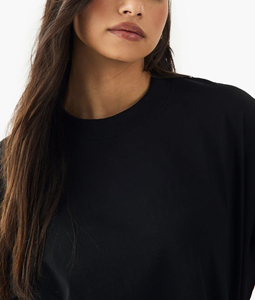 Wholesale 100% cotton <b>Women's</b> Casual wear Drop Shoulder Crew Neck short <b>Sleeve</b> Solid Color Oversized streatwear ladies tee - Product Image 2