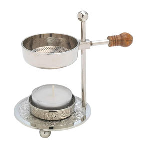 Quemador de incienso de latón de diseño clásico, perilla de madera larga, quemador ajustable con acabado plateado, habitación, hogar, Hotel, fragancia, regalos de boda - Product Image 1