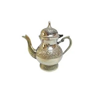 Dallah วัฒนธรรมสไตล์อาหรับราคาดีที่สุดกาแฟโลหะสีทองขัดเงาสำหรับเสิร์ฟถ้วยชา dallah