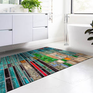 Tapis imprimé vibrant - Moderne, vitrail, antidérapant, tapis en velours de luxe - Product Image 4