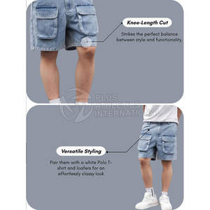 Pantalones Cortos Vaqueros Resistentes para Hombre con Dobladillos Deshilachados y Costuras Elegantes para Usar en Verano, Pantalones Cortos Vaqueros de Corte Urbano para Hombre - Product Image 4