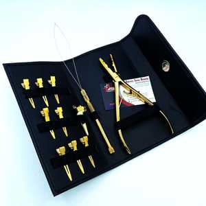 Pince multifonctionnelle dorée, kit d'outils pour extensions de cheveux, impression de logo personnalisée, prix de gros, service OEM - Product Image 1