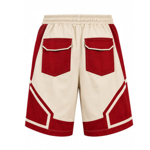   Pantalones Cortos Cargo Color Crema y Rojo con Cordón en la Cintura y Bolsillos, Estilo Bermuda Casual para Hombre - Product Image 3
