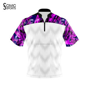 Custom Quarter Zipper <b>Bowling</b> Jersey Polyester Printed Logo Sublimation Breathable <b>Bowling</b> <b>Shirt</b> - Product Image 1