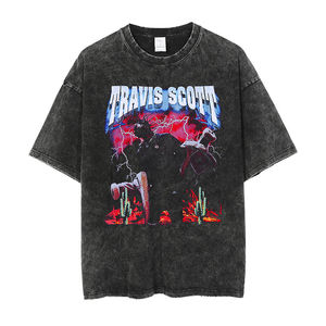 2025, venta al por mayor, camiseta lavada con ácido, ropa de calle para hombre, camisetas Vintage negras en blanco, camisetas desgastadas de gran tamaño con lavado ácido - Product Image 4