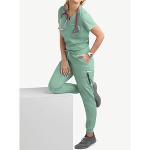Export Quality Comfort Fit Women's <b>Scrubs</b> Suits Wrinkle Resistant Soft Fabric V-Neck Joggers Pant Nurse OEM Wholesale <b>Scrub</b> <b>Sets</b> - Product Image 1
