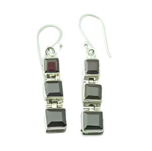 โอนิกซ์สีดำพลอยโกเมน925เงินสเตอร์ลิงตัดเจ้าหญิงเงินสเตอร์ลิงชุบเงินต่างหูแฟชั่นแบบห้อยสำหรับผู้หญิง - Product Image 4