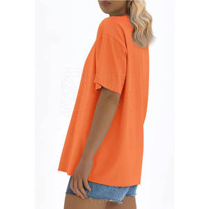 T-shirt décontracté pour femme, taille plus, surdimensionné, uni, confortable, respirant, 100% coton, personnalisable - Product Image 2