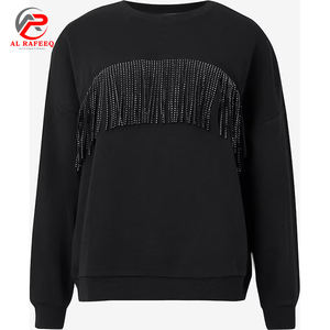 Haute qualité femmes sweat strass frange décontracté noir sweat personnalisé à manches longues Denim jean veste femmes - Product Image 1