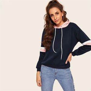 Sudadera con capucha para mujer, de tejido tropical, estilo urbano, holgada, de forro polar, suéter tipo jersey, color liso, oversize - Product Image 3