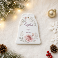 Magnifique ornement en céramique en forme de cloche, motif floral délicat, à suspendre, pour décoration de Noël, cheminée ou manteau de cheminée
