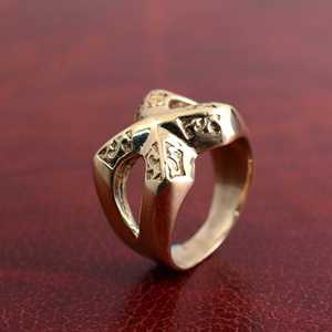 Bague en laiton faite à la main Infinity en forme de X, plaquée or 18 carats, style gothique, pour homme, vente en gros - Product Image 5