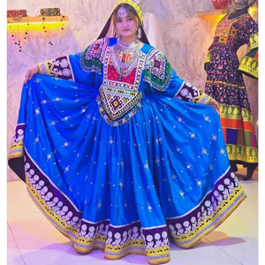 Robe de mariée afghane traditionnelle de haute qualité pour les femmes Original Afghan Kuchi Style broderie parole longueur dentelle bouton de fermeture éclair - Product Image 4