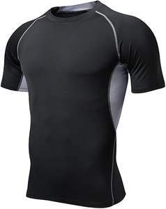 Alta calidad secado rápido estiramiento entrenamiento Fitness manga corta Rash Guard Top ropa de gimnasio activa para hombres - Product Image 6