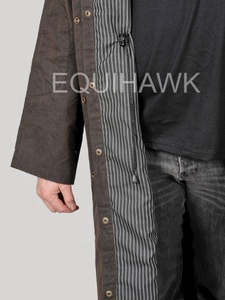 Manteaux longs australiens cireux huileux doublure en coton DOUBLE boucle avec capuche MULTI poche - Product Image 3