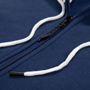 Sweats à capuche bleus et blancs avec fermeture éclair pour hommes Vente en gros prix personnalisé OEM nouveau design élégant avec tissu de qualité supérieure - Product Image 3