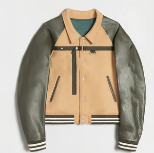 Vente en gros de streetwear veste universitaire personnalisée Letterman à manches en cuir pour hommes veste décontractée à glissière veste de travail tissée - Product Image 1