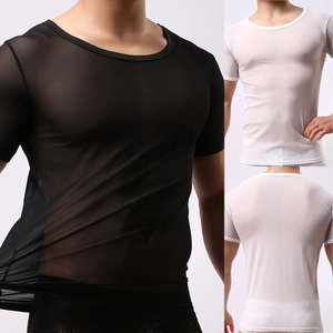 Men's Elastic Gym Clothing T-Shirt Streetwear Tops with O-Neck Wholesale Short Sleeves Undershirt Tops - Product Image 3