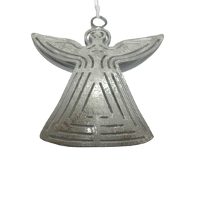 Ornement d'ange suspendu en métal fer forgé, moderne et élégant, en forme de cœur, taille personnalisée, avec revêtement en poudre argentée, personnalisable - Product Image 1