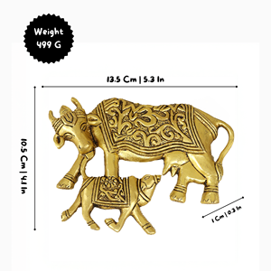 Idolo de Vaca y Ternero de Latón Hecho a Mano, Decoración Tradicional India para el Hogar, Vastu y Espiritual, Regalo Ideal para la Decoración del Hogar y la Oficina - Product Image 3