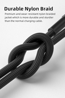 Kabel pengisi daya cepat, 1m 2m 3m nilon kepang Usb C ke Tipe C Pd 60w 20v 3a